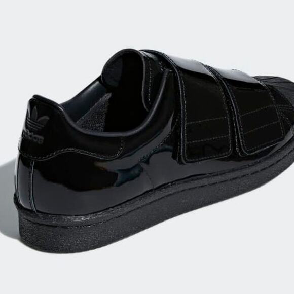 Adidas Superstar 80s CF Patent Leather Sneakers Triple Black Size 5 RARE! Y2K - Picture 11 of 13